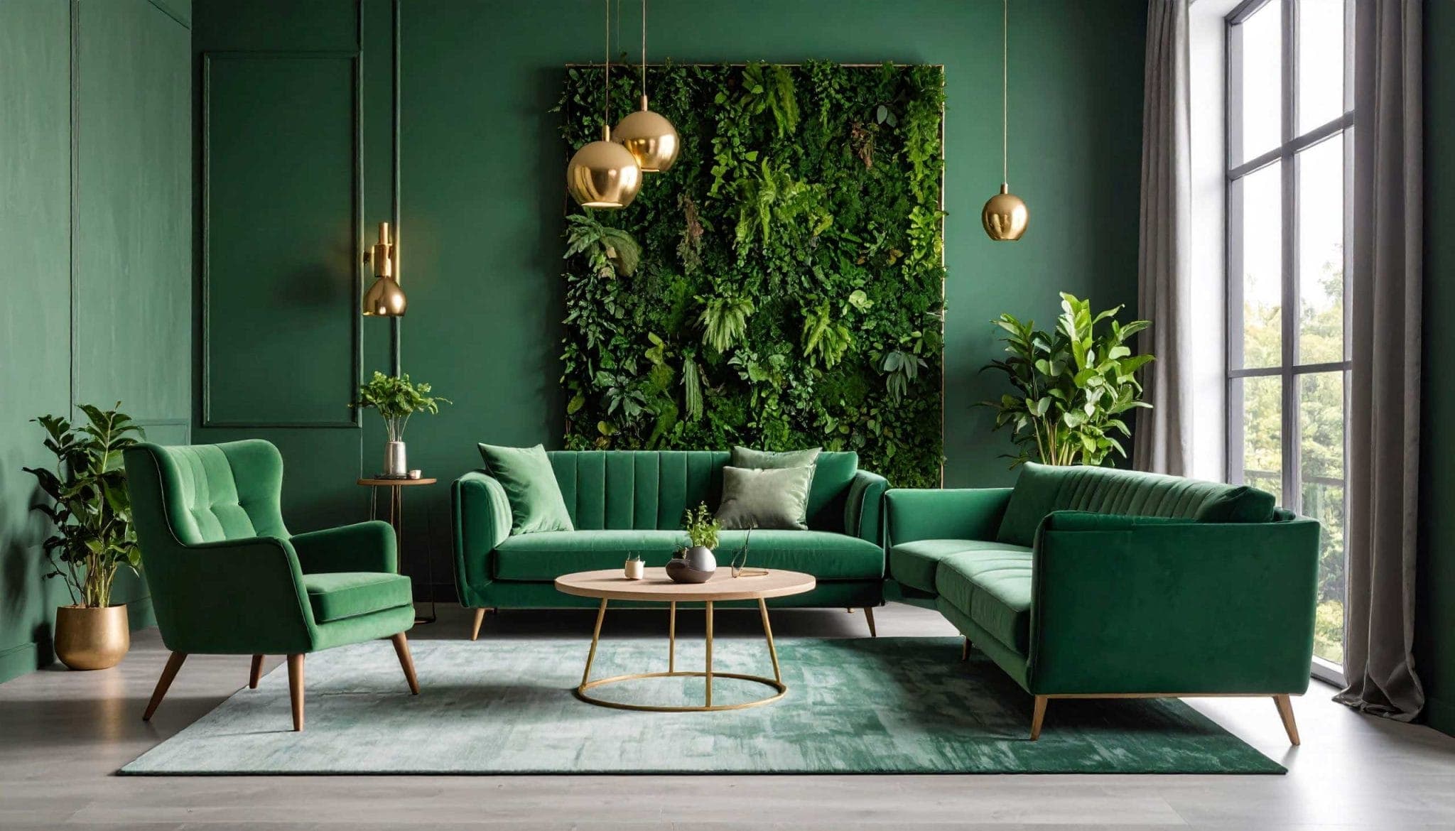 Quiet Luxury green living room interior design sofa and coffee table