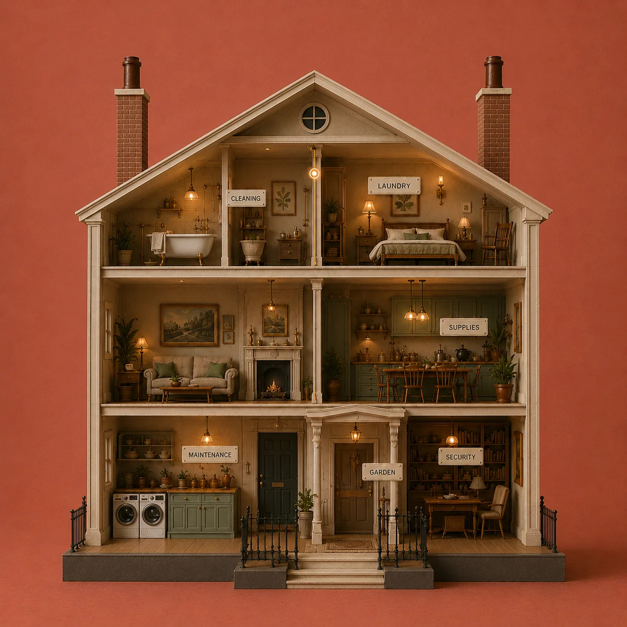 Housekeeper mode, a cutaway Georgian house.