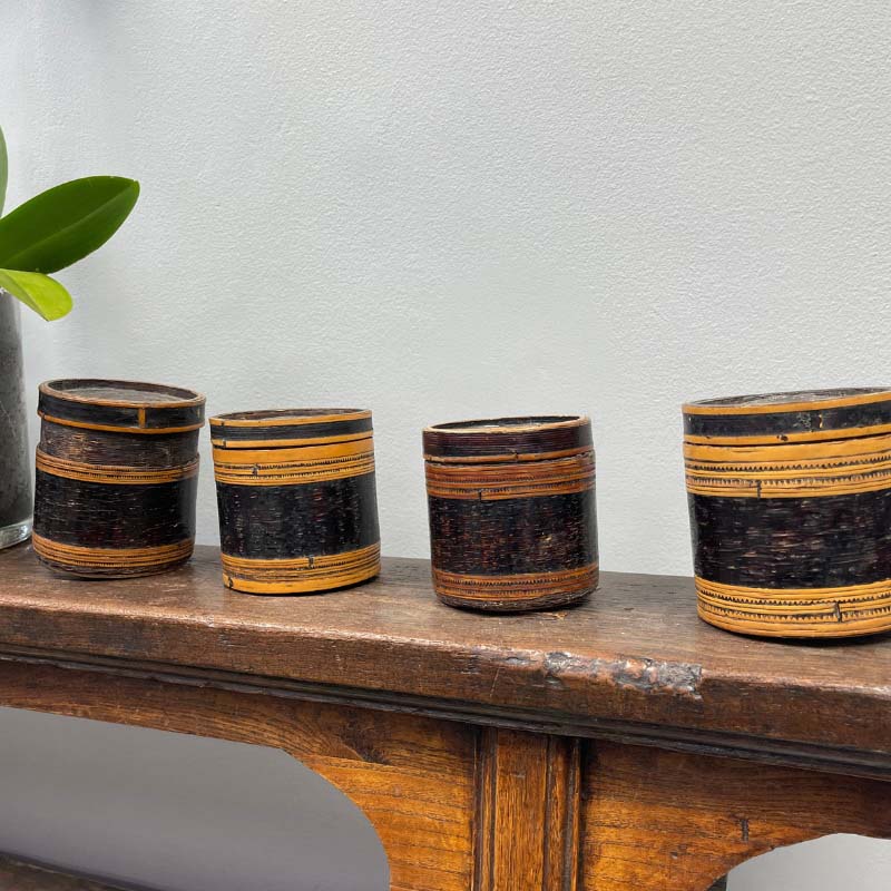 Vintage Chinese Bamboo Storage Pots