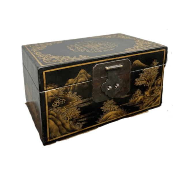 Gold Painted Vintage Chinese Hardwood Case