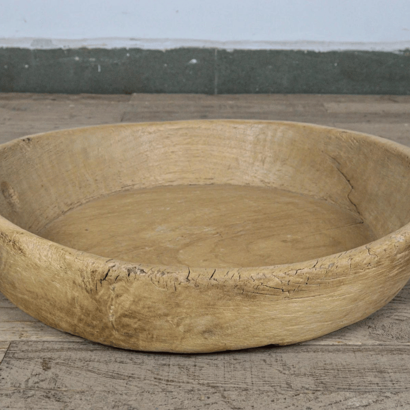 Vintage Large Bleached Wooden Bowl