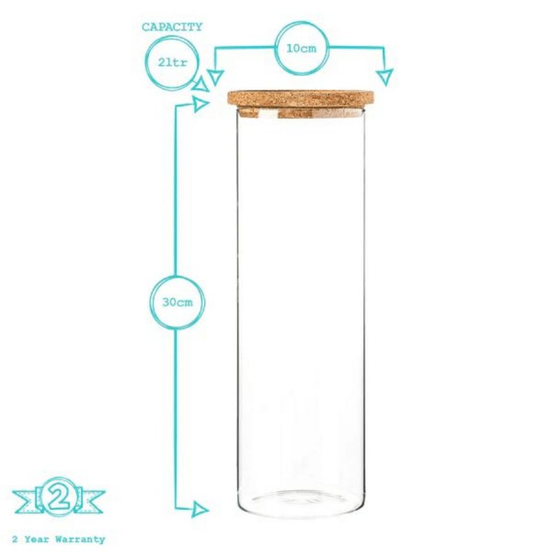 Glass Storage Jar With Cork Lid – 2L
