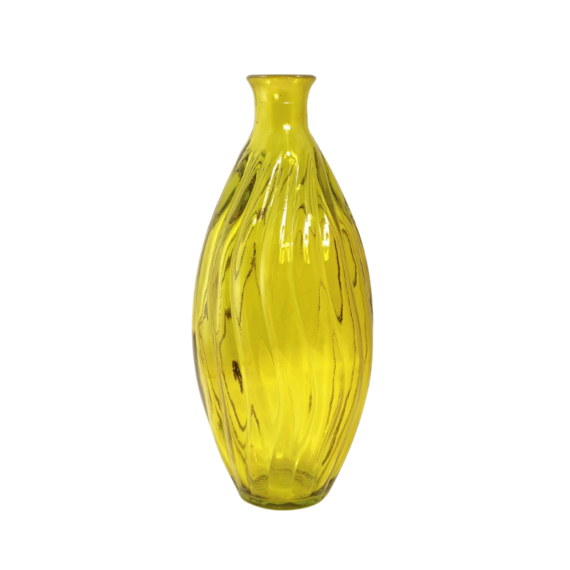 Yellow Recycled Spiral Glass Vase