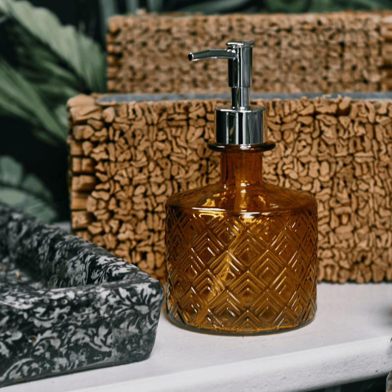 Amber Recycled Glass Soap Dispenser