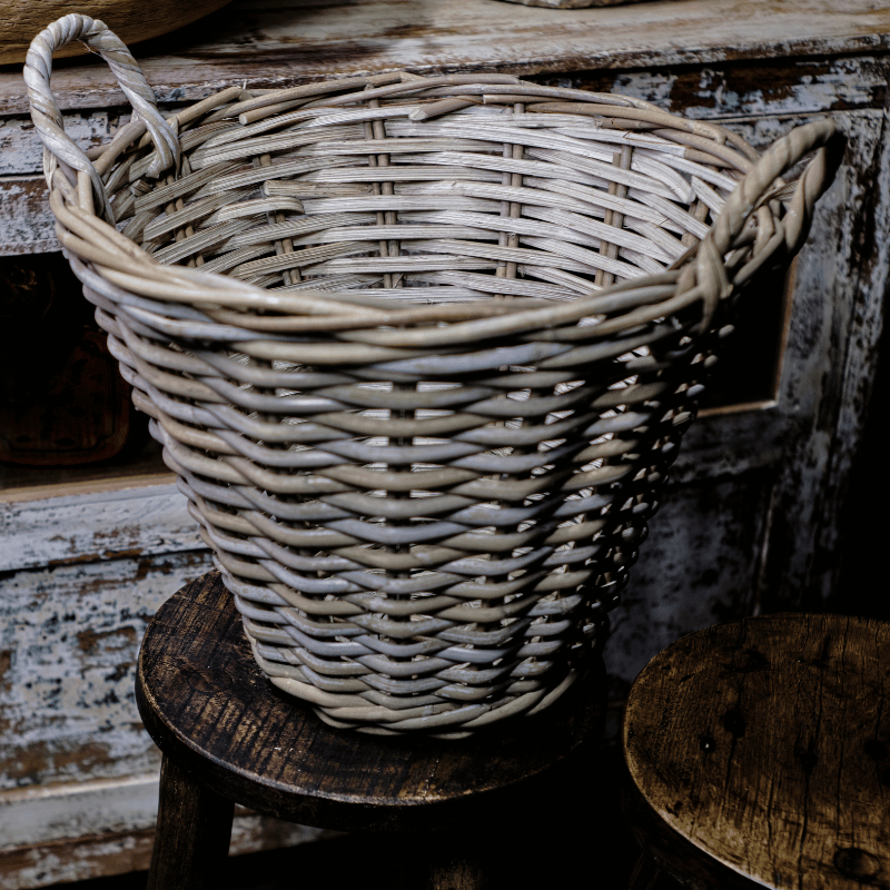 Vintage Tall Hand Woven Wicker Basket