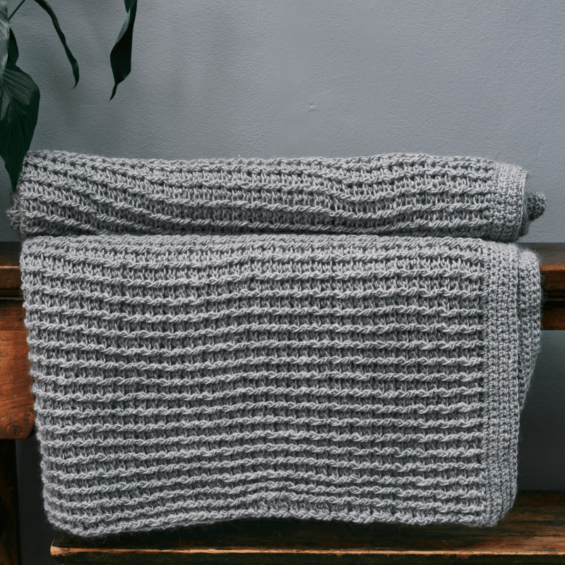 Handmade Light Grey Chunky Knit Throw