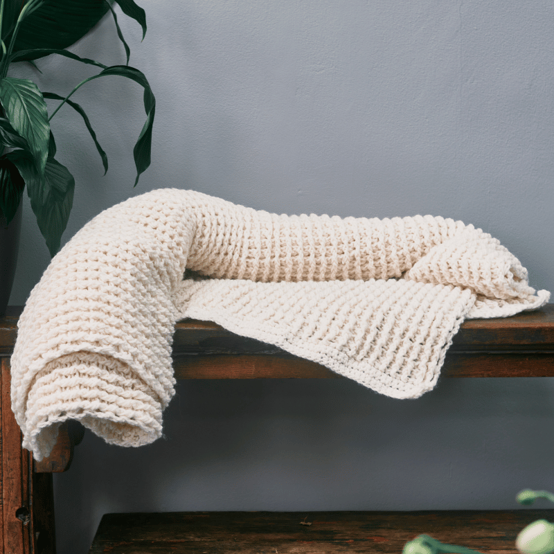 Handmade Ivory Chunky Knit Throw