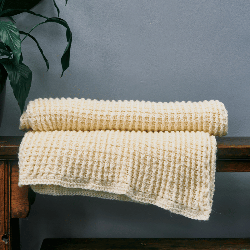 Handmade Cream Chunky Knit Throw