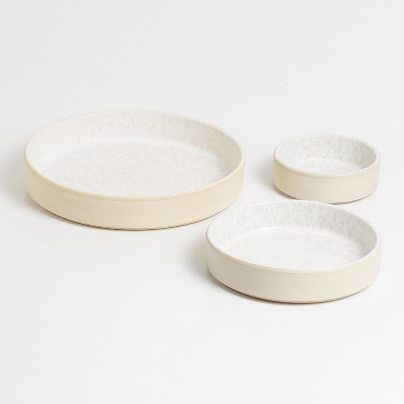Set of 3 White Ceramic Serving Bowls