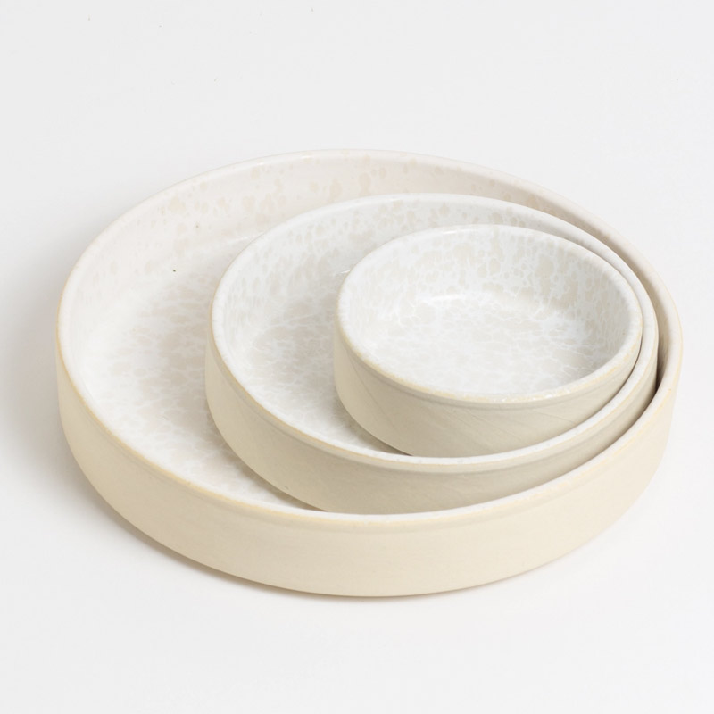 Set of 3 White Ceramic Serving Bowls