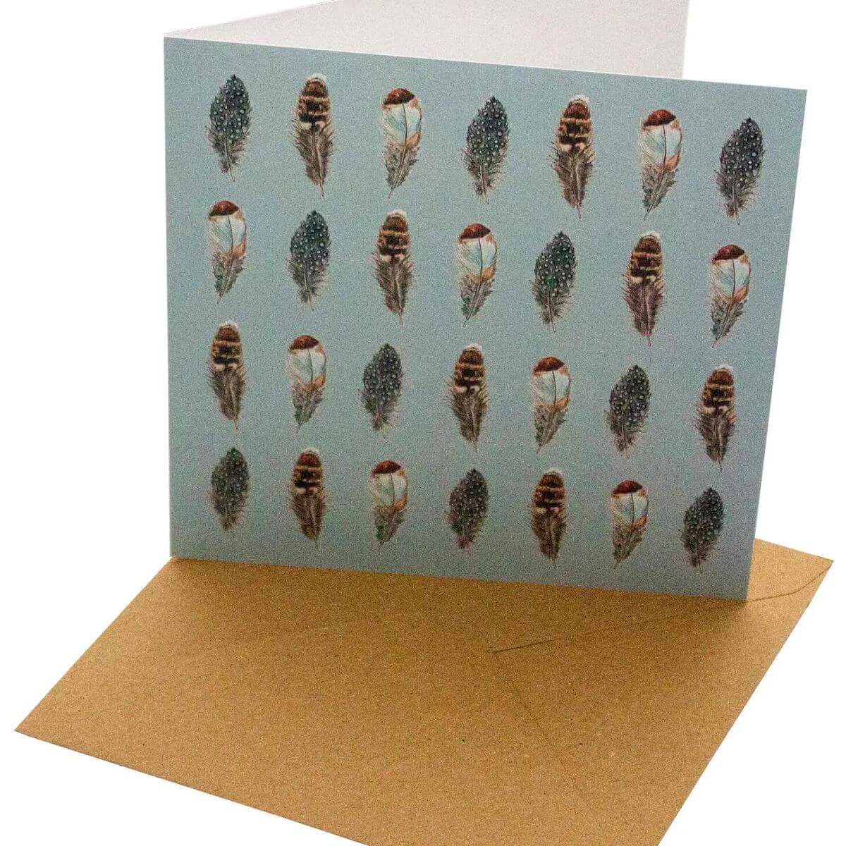 Feathers Greeting Card – Blue